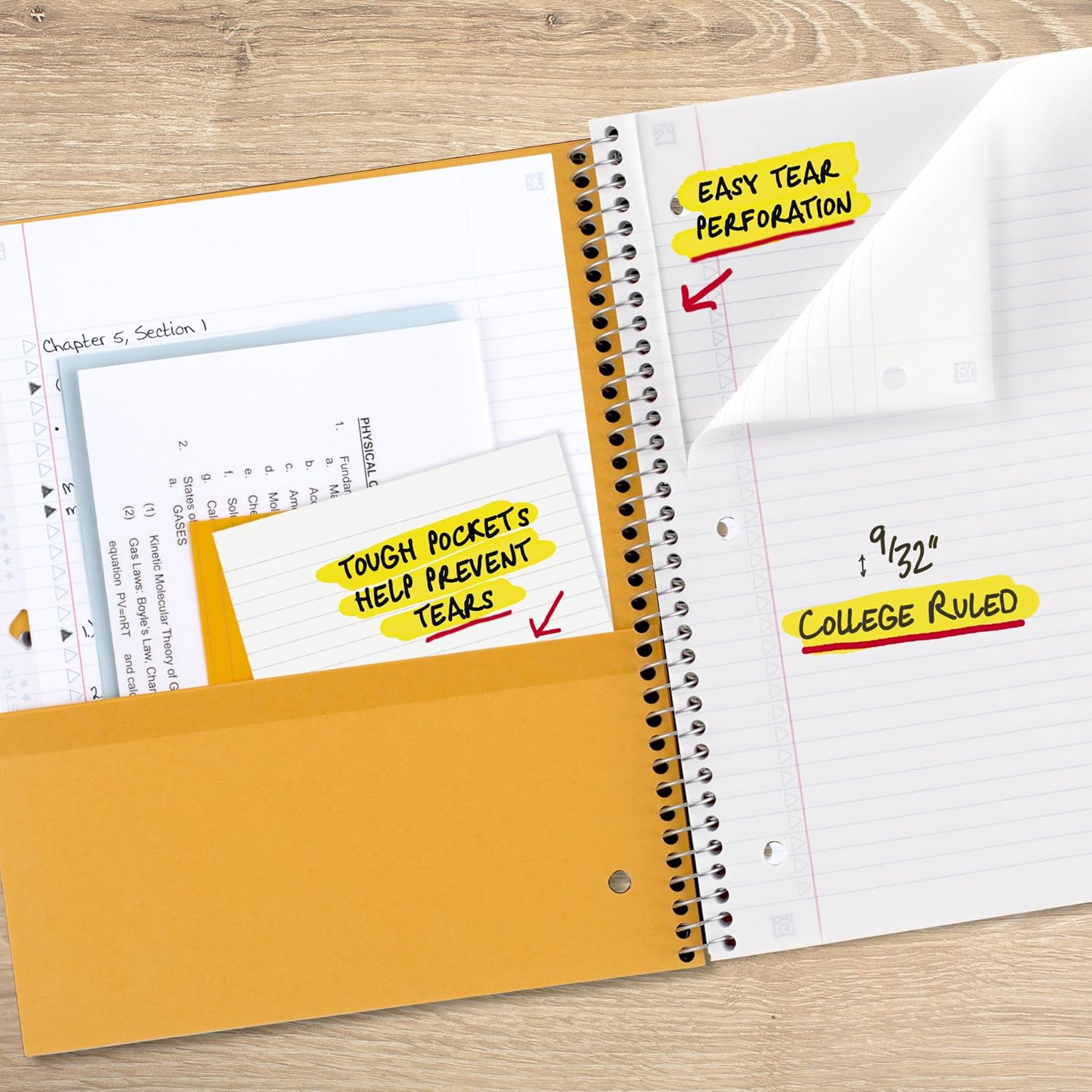 Five Star Spiral Notebook + Study App, 1 Subject, College Ruled Paper, 8-1/2" x 11", 100 Sheets, Fights Ink Bleed, Water Resistant Cover, White (72456) - Image 5